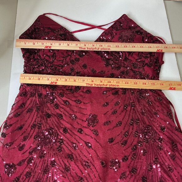 Lulus Wine Red Sequin Lace-Up Bodycon Mini Dress Lulus Size XL - Picture 14 of 14